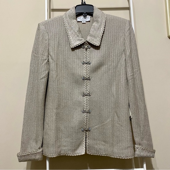 St. John Jackets & Blazers - St. John Evening Alabaster Ivory Rhinestone Santana Knit Suit Jacket